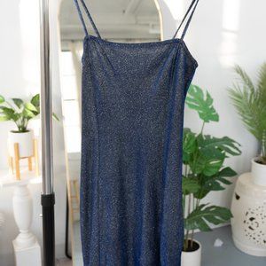 Blue dparkly mini dress